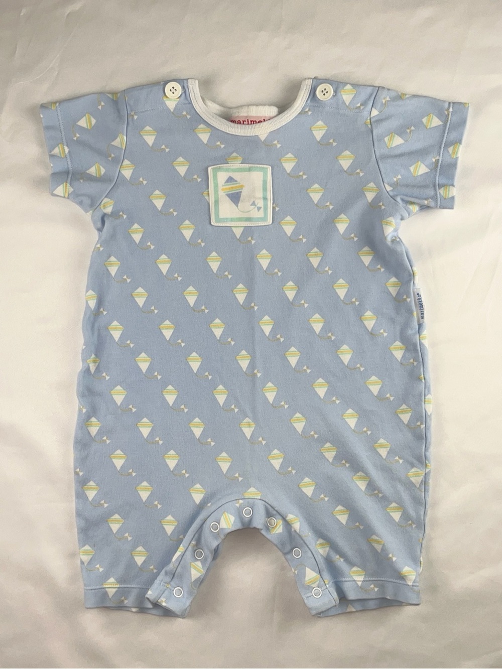 Marimekko Sweet Potatoes Vintage Finnish Kite Romper Light Blue 24M
